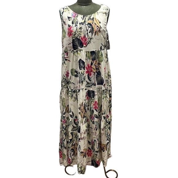 Women’s Floral Sleeveless Flowy Maxi Dress Size 4XL (Runs very small) Cream - Picture 3 of 8